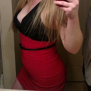 G by Guess Red & Black Dress Large